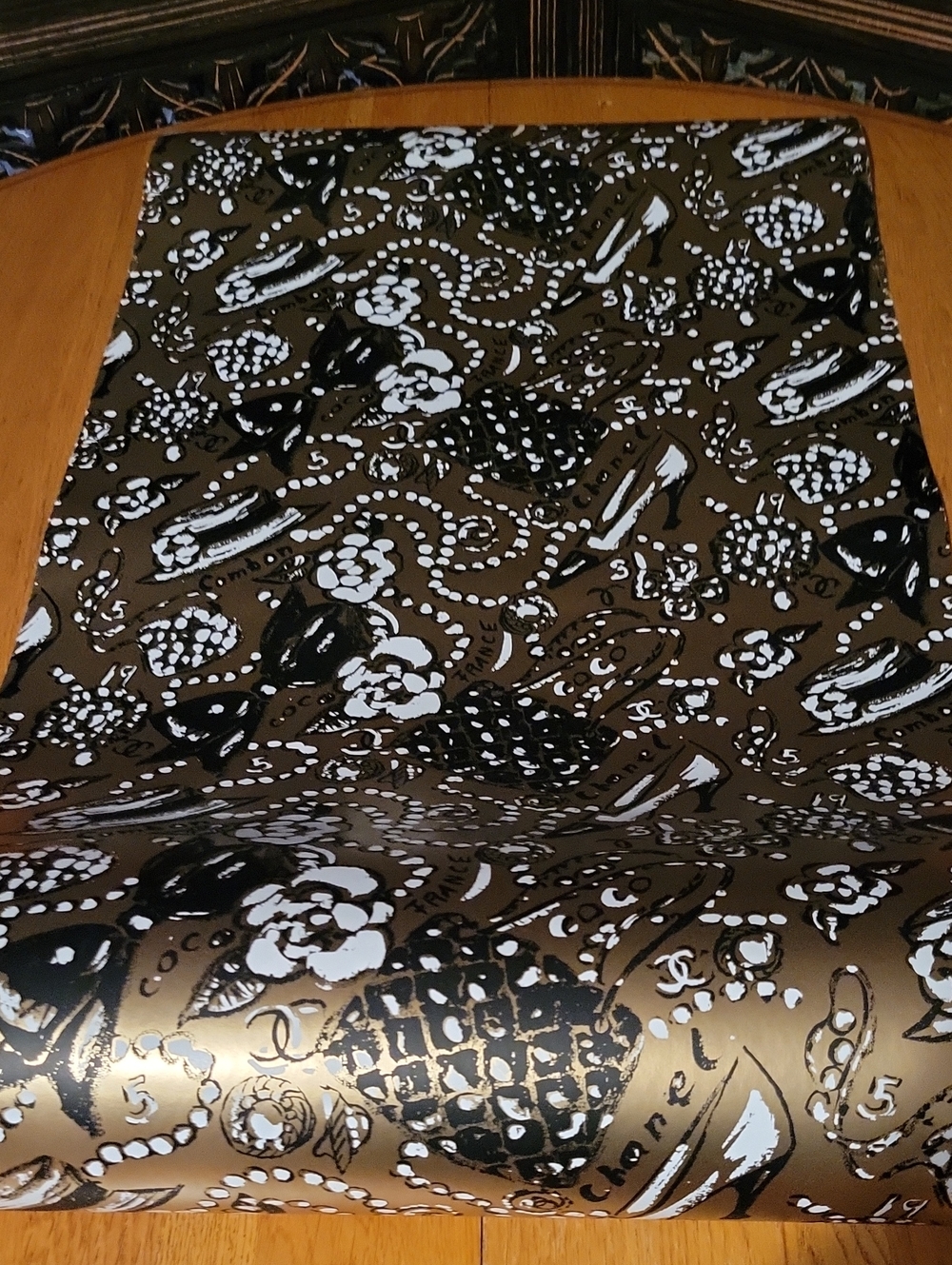Chanel Black & Gold Decorative Wrapping Paper Roll